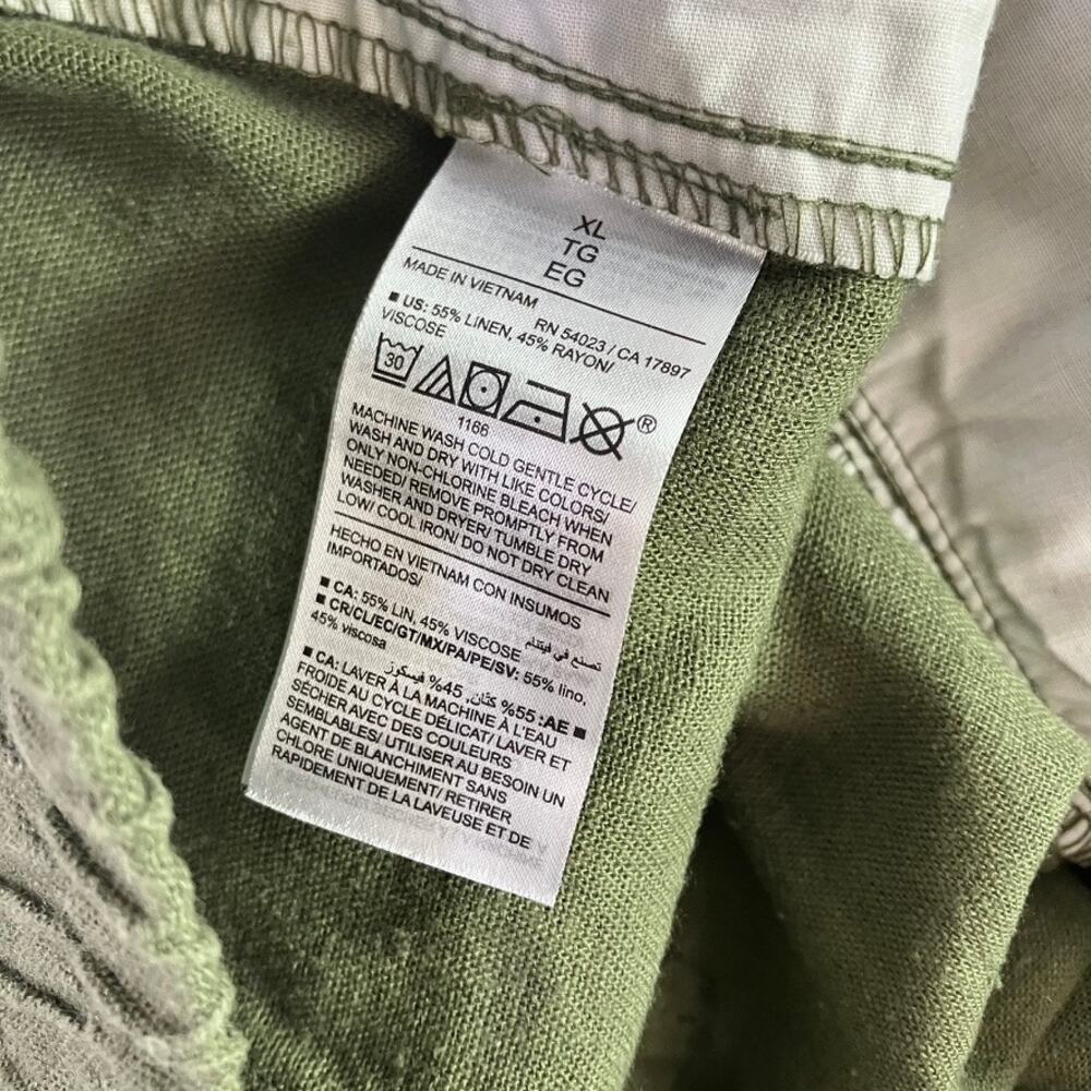 Old Navy Linen Boho High Rise Pants XL Army Green Lagenlook Coastal - Picture 5 of 8